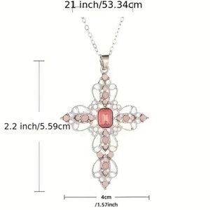 Boho style Cross Necklace Inlaid Synthetic Gems Adjustable Neck With Gift‎ Box